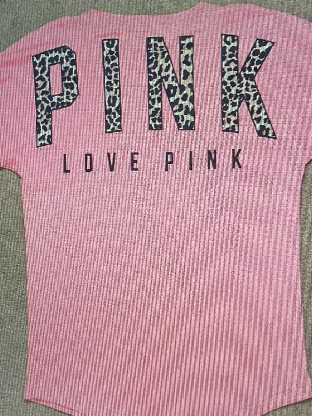 PINK Victoria's Secret Pink Tee with Leopard Print Logo